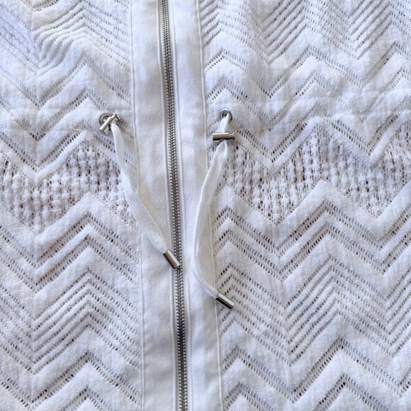 Ruby Rd White Lace Zip Jacket Size Medium Cardigan Ethereal Coastal Timeless - Picture 7 of 12